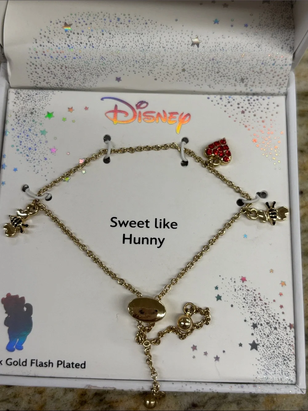 Disney Gold Tone bee and heart Bracelet